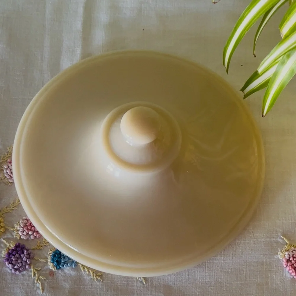 Vintage Fire-King Ivory Milk Glass 9.5” Casserole Replacement Lid Only